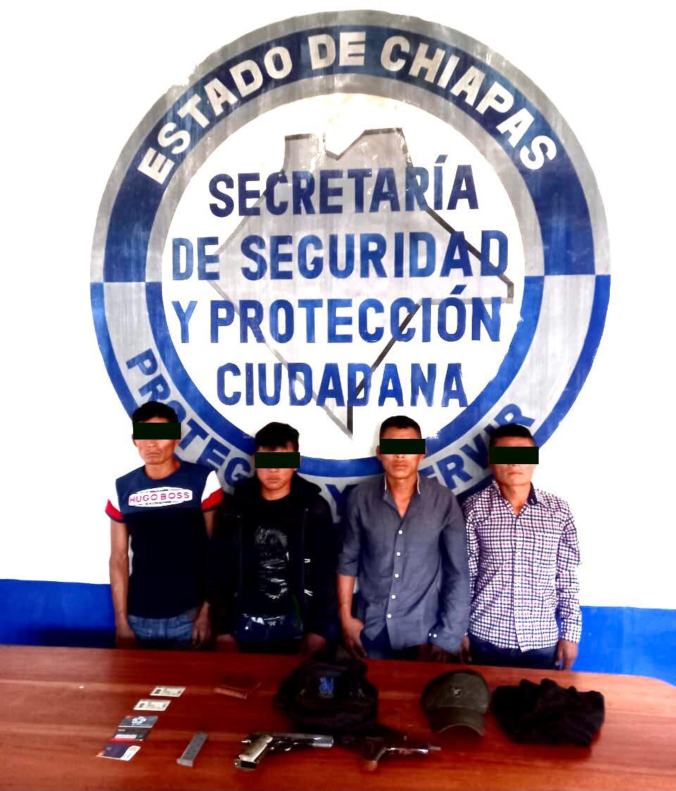 Detiene SSP a cuatro personas por robo ejecutado con violencia y agravado en tramo Palenque-Ocosingo