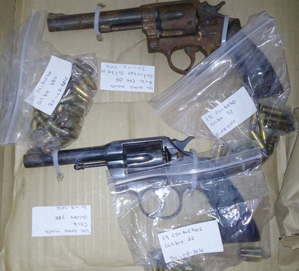 En coordinación operativa, SSP asegura armas y 77 cartuchos útiles