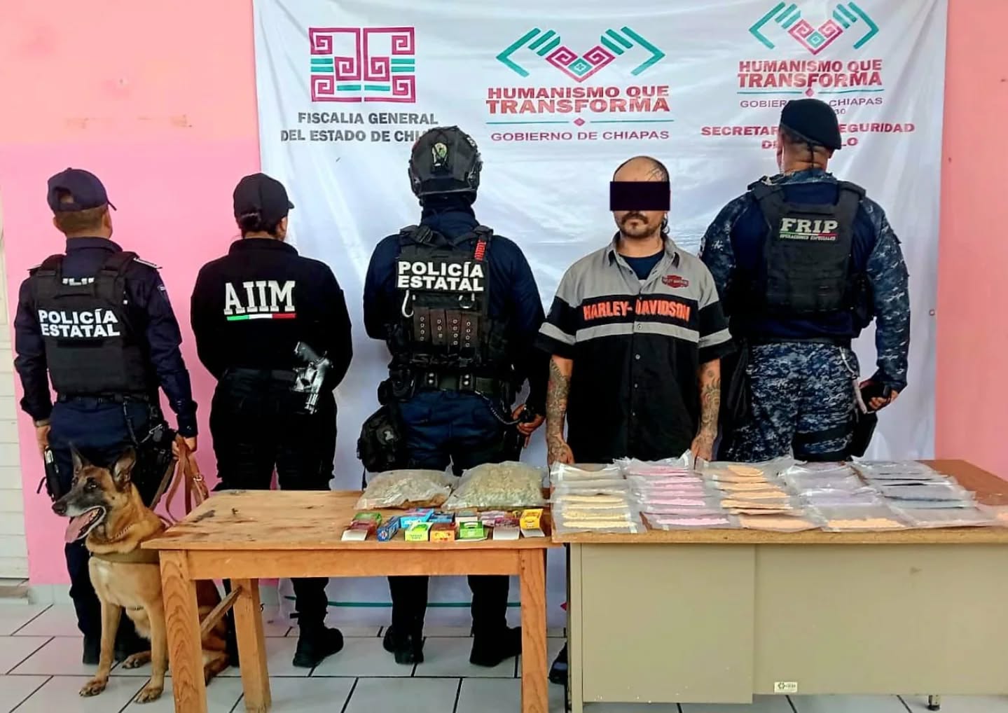 SSP y FGE detienen a masculino con presuntos narcóticos en la frontera con Guatemala.