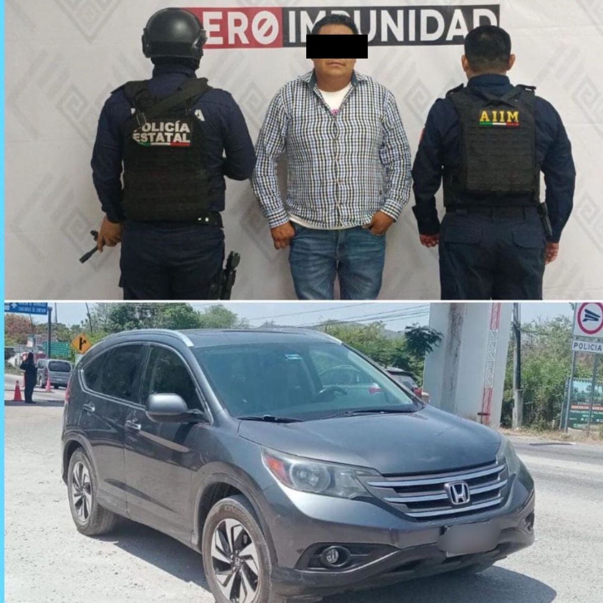 SSP y FGE detienen a masculino con vehículo con reporte de robo en Chiapa de Corzo.