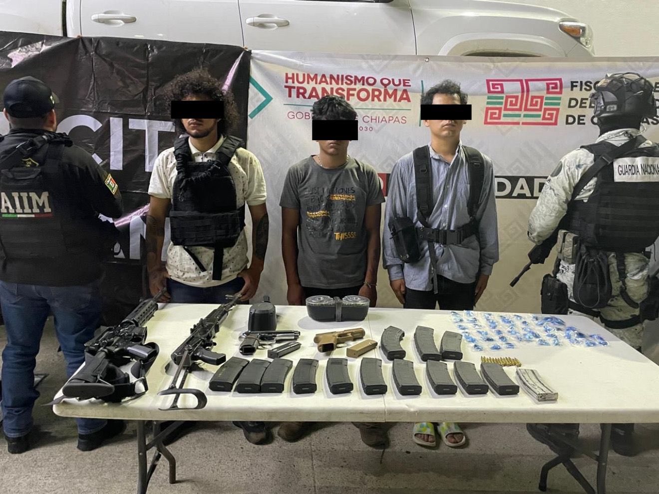 En operativo interinstitucional detienen a presuntos integrantes de la delincuencia organizada en Villa Corzo.