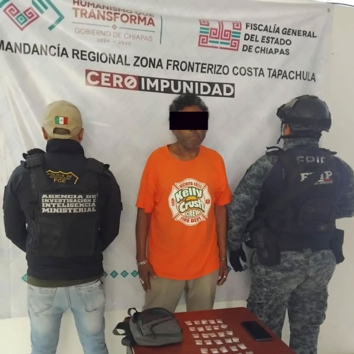 SSP y FGE detienen a presunto narcomenudista en Tapachula.