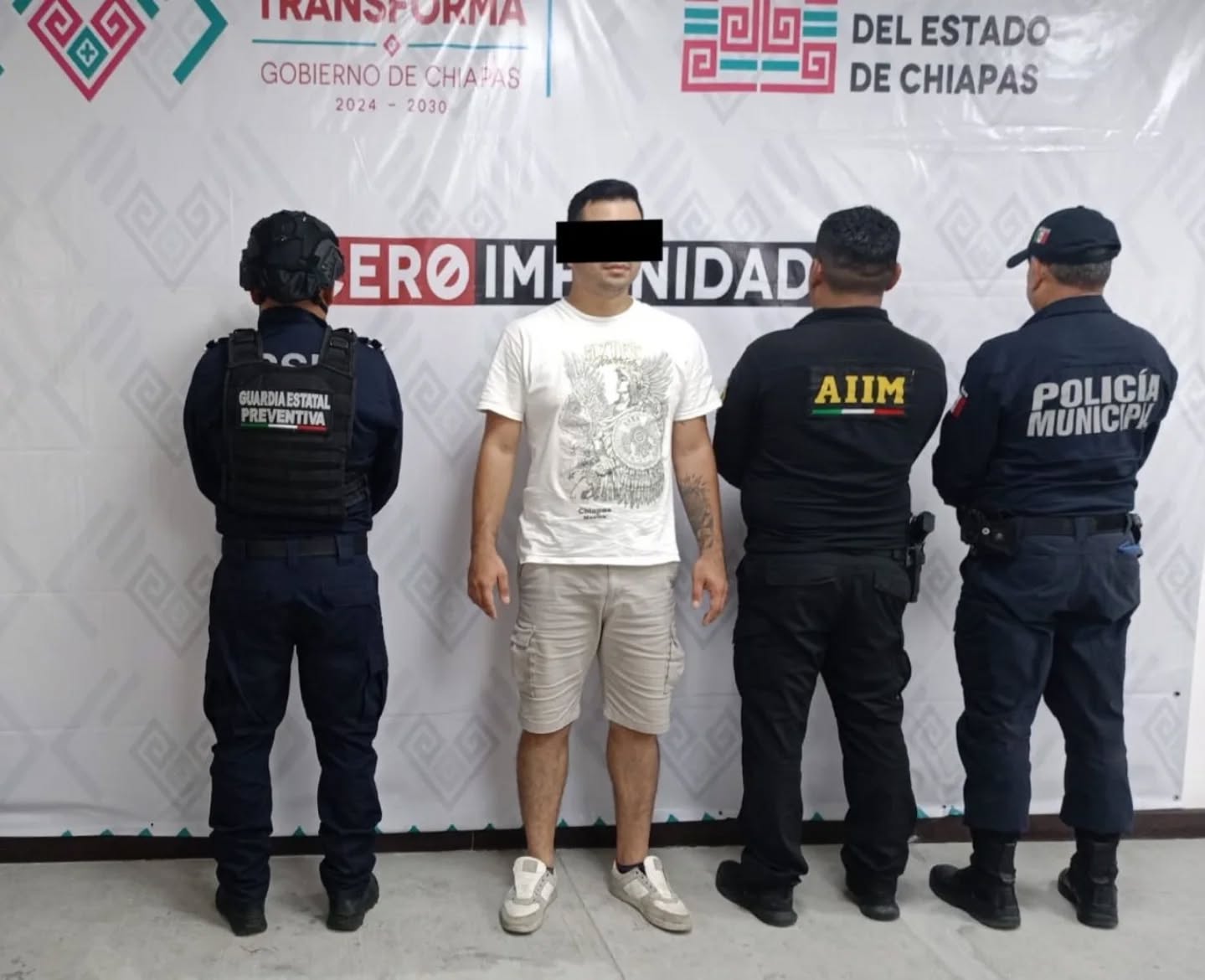 SSP y FGE detienen a un masculino con vehículo con reporte de robo en Tuxtla Gutiérrez.