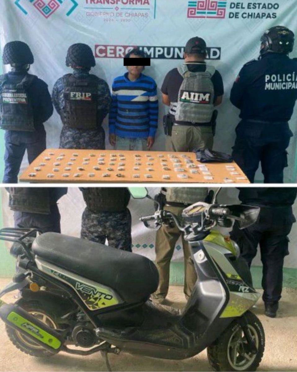 SSP y FGE detienen a presunto narcomenudista en San Cristóbal de Las Casas.