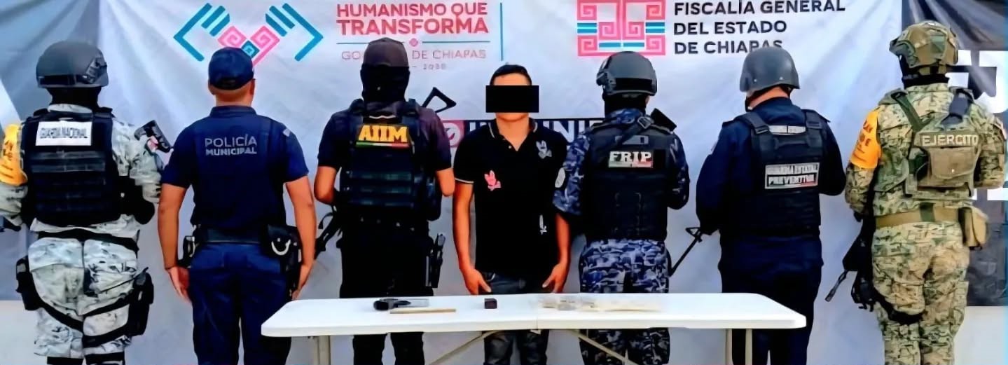 En operativo interinstitucional detienen a masculino en posesión de presuntos narcóticos y arma de fuego.