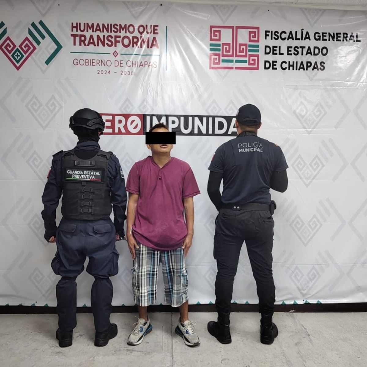 En operativo de seguridad detienen a una persona por presunto robo de vehículo en Tuxtla Gutiérrez.