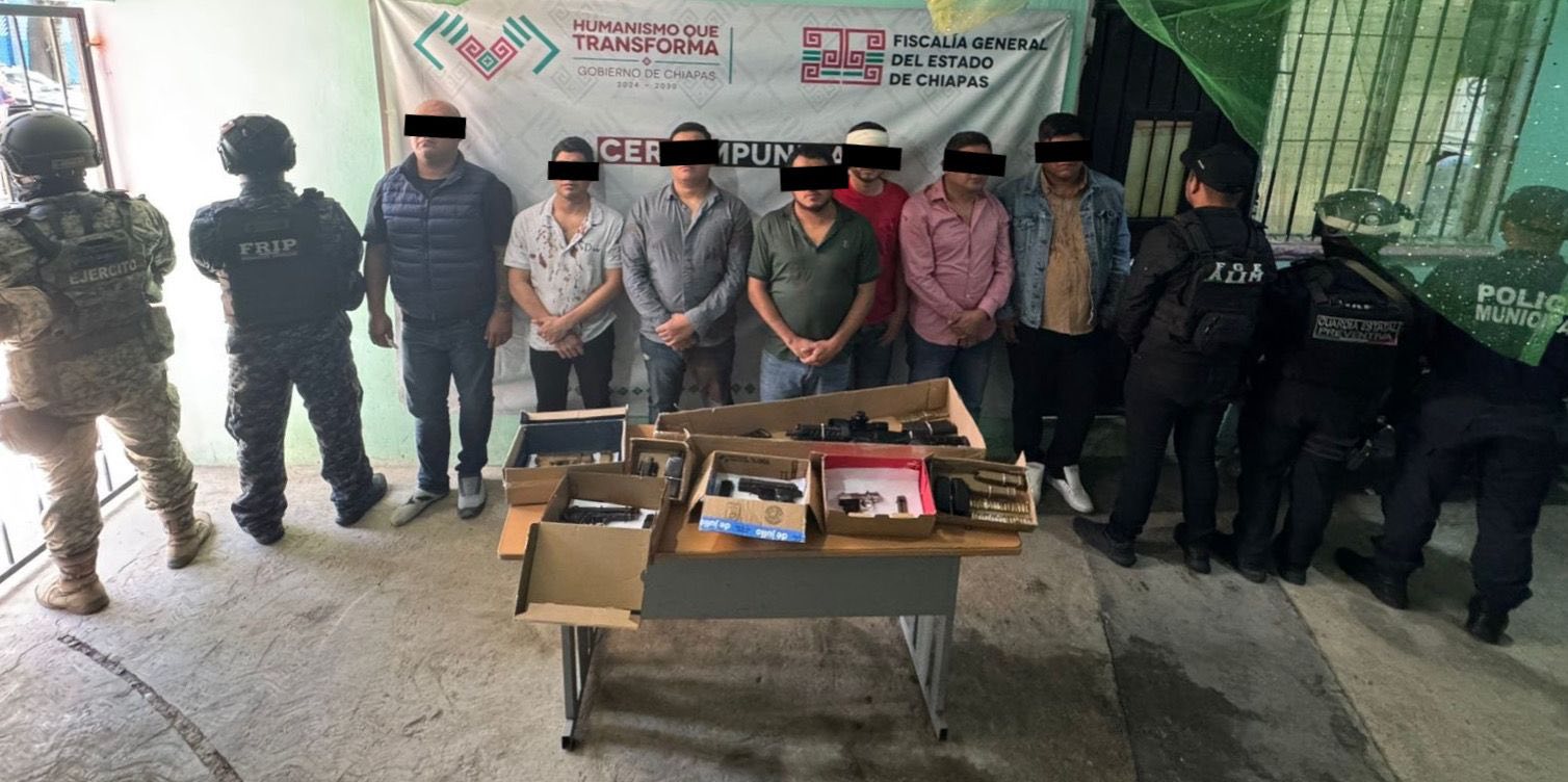 En operativo interinstitucional detienen a masculinos con armas de fuego en San Cristóbal de Las Casas.