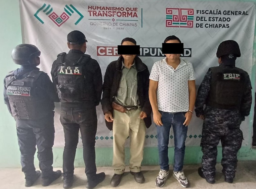 SSP y FGE detienen a dos personas en posesión de vehículo con reporte de robo en San Cristóbal de Las Casas.