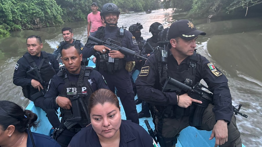 SSP implementó operativo preventivo y disuasivo en el río Cahoacán entre los municipios de Tapachula y Suchiate.