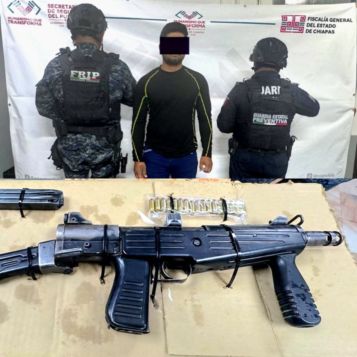 En operativo interinstitucional detienen a masculino en posesión de arma de fuego en Tapachula.