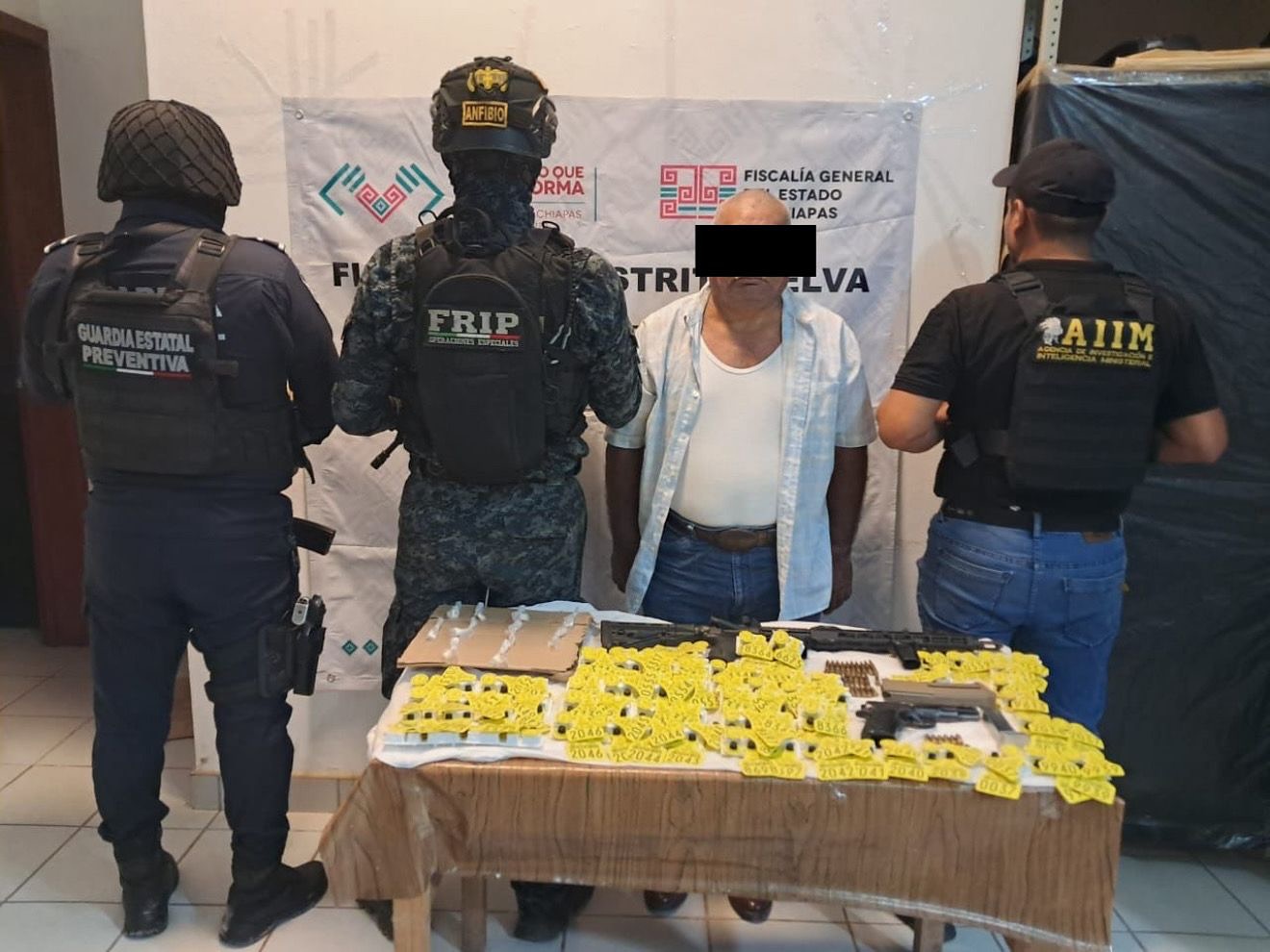 SSP y FGE detienen a un masculino por diversos delitos en Benemérito de las Américas.