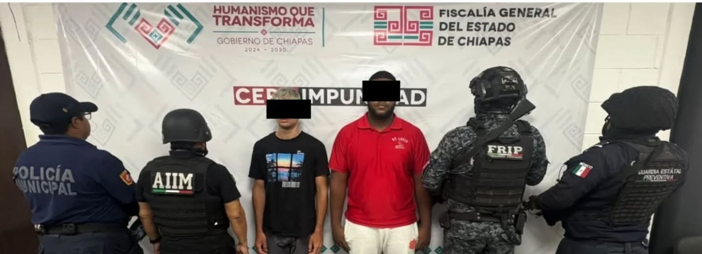 En operativo interinstitucional detienen a dos masculinos por portación de arma prohibida en Tuxtla Gutiérrez.