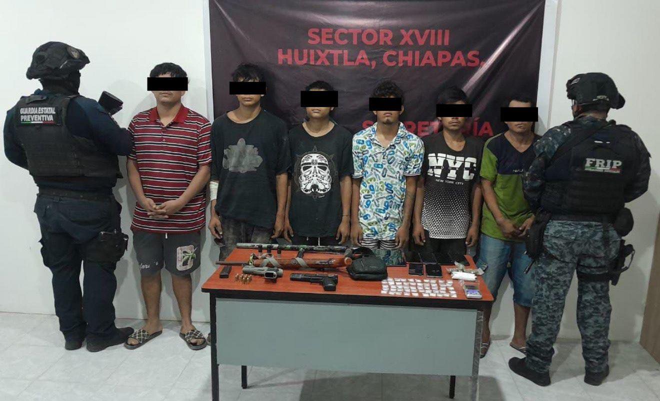 En operativo de seguridad desarticulan presunta banda delictiva en Huixtla.