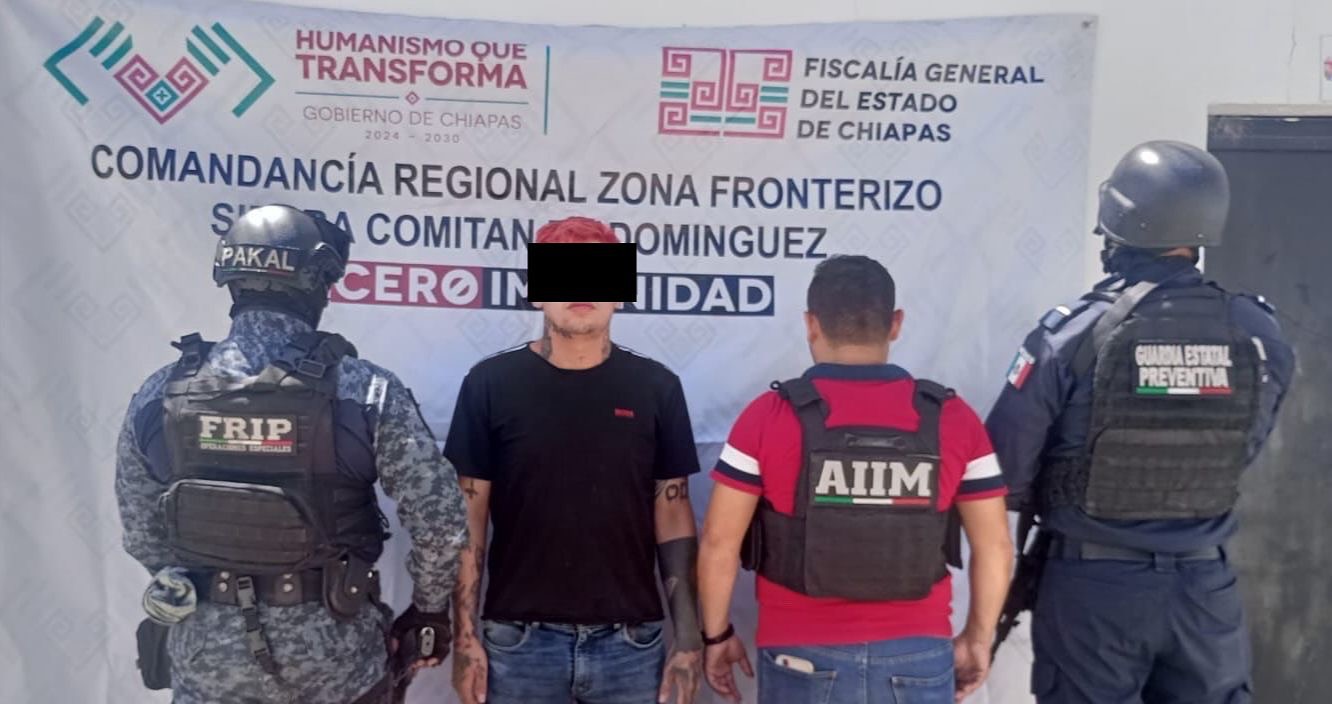 SSP y FGE detienen a un masculino por probable delito contra la salud en Comitán de Domínguez.
