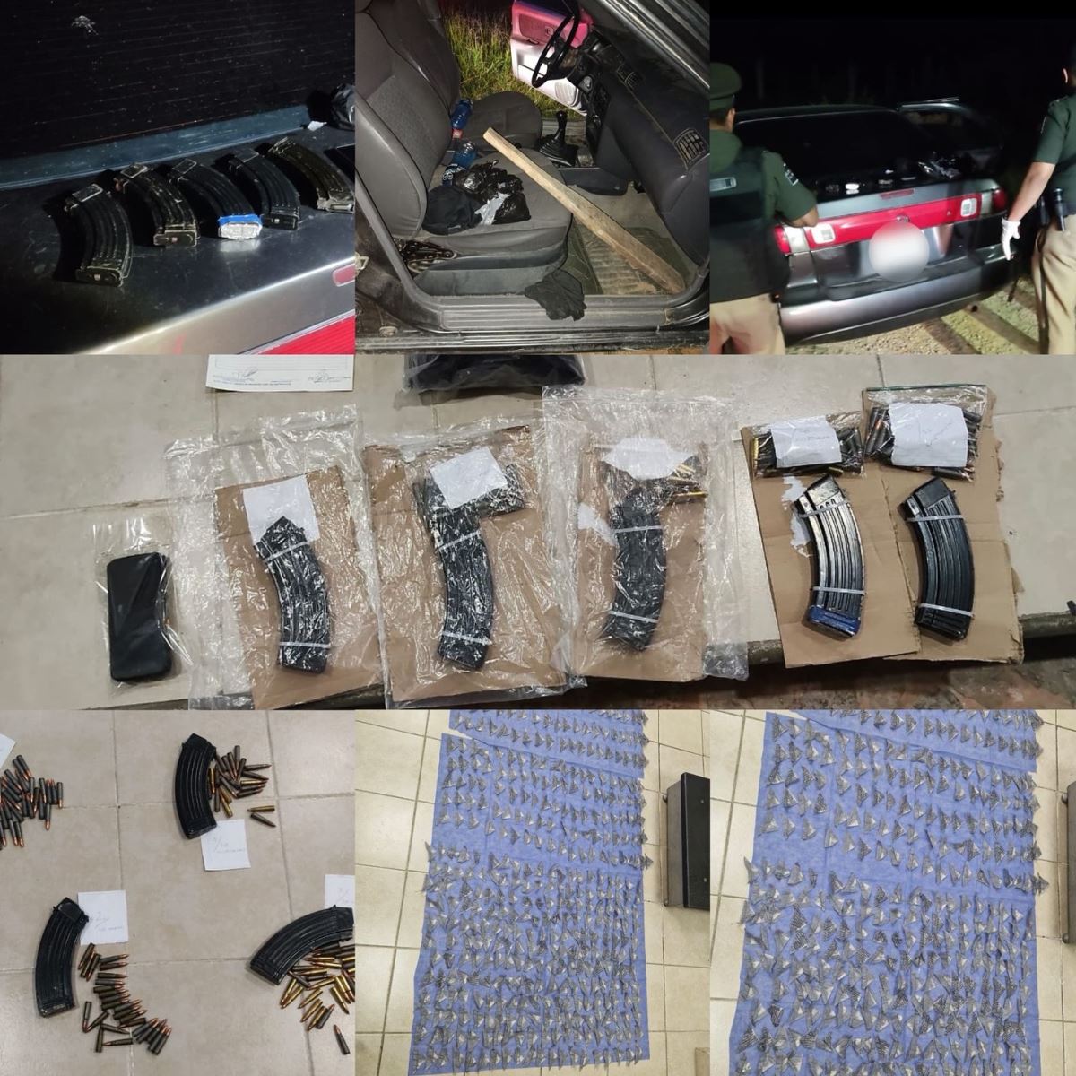 En operativo de seguridad aseguran vehículo con presuntos narcóticos y cargadores de arma de fuego.