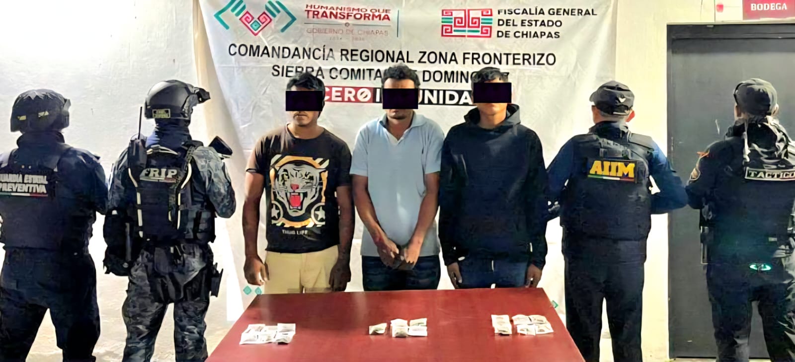 En operativos interinstitucionales, detienen a cinco masculinos con presuntos narcóticos en Tapachula y Comitán