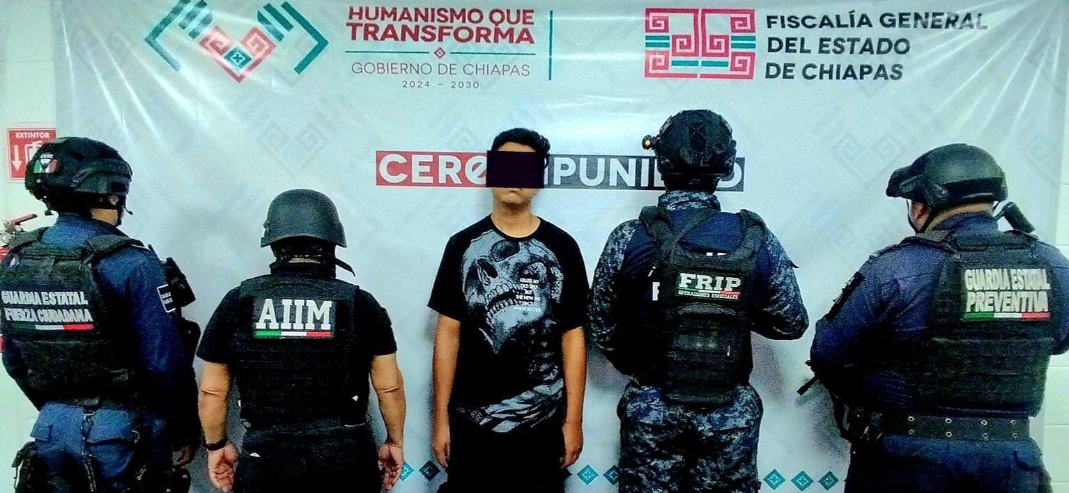 En operativo interinstitucional en Tuxtla Gutiérrez detienen a masculino en posesión de narcóticos