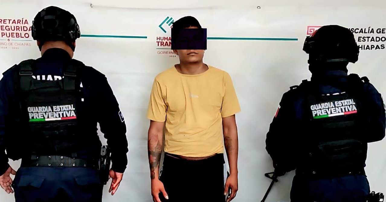 En operativo de seguridad en Tapachula detienen a un masculino en posesión de narcóticos