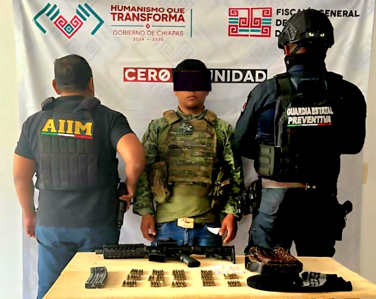SSP y FGE detienen a masculino con arma de fuego y presuntos narcóticos