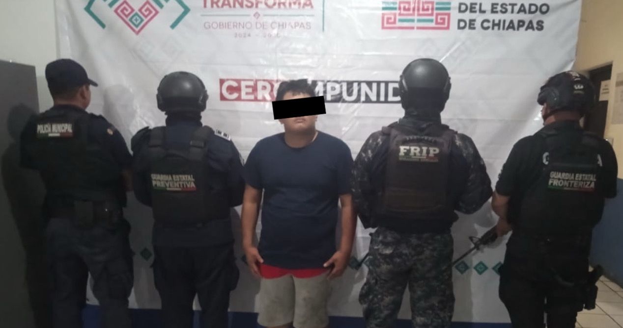 En operativo de seguridad detienen a presunto responsable del delito de violencia familiar en Tuxtla Chico