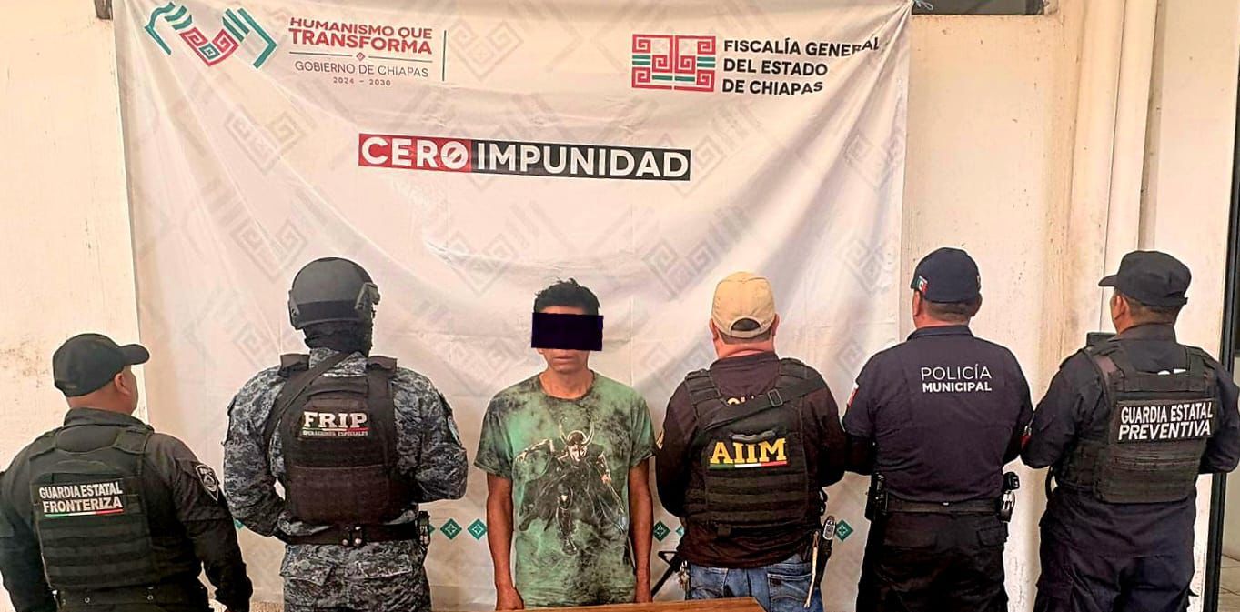 En operativo interinstitucional en Ciudad Hidalgo detienen a masculino en posesión de narcóticos.