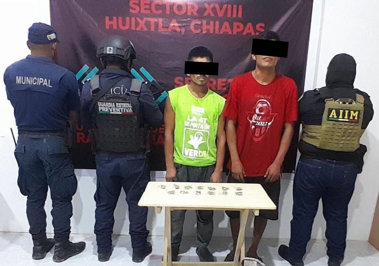 Dos detenidos por probable delito contra la salud durante operativo de seguridad en Tuzantán