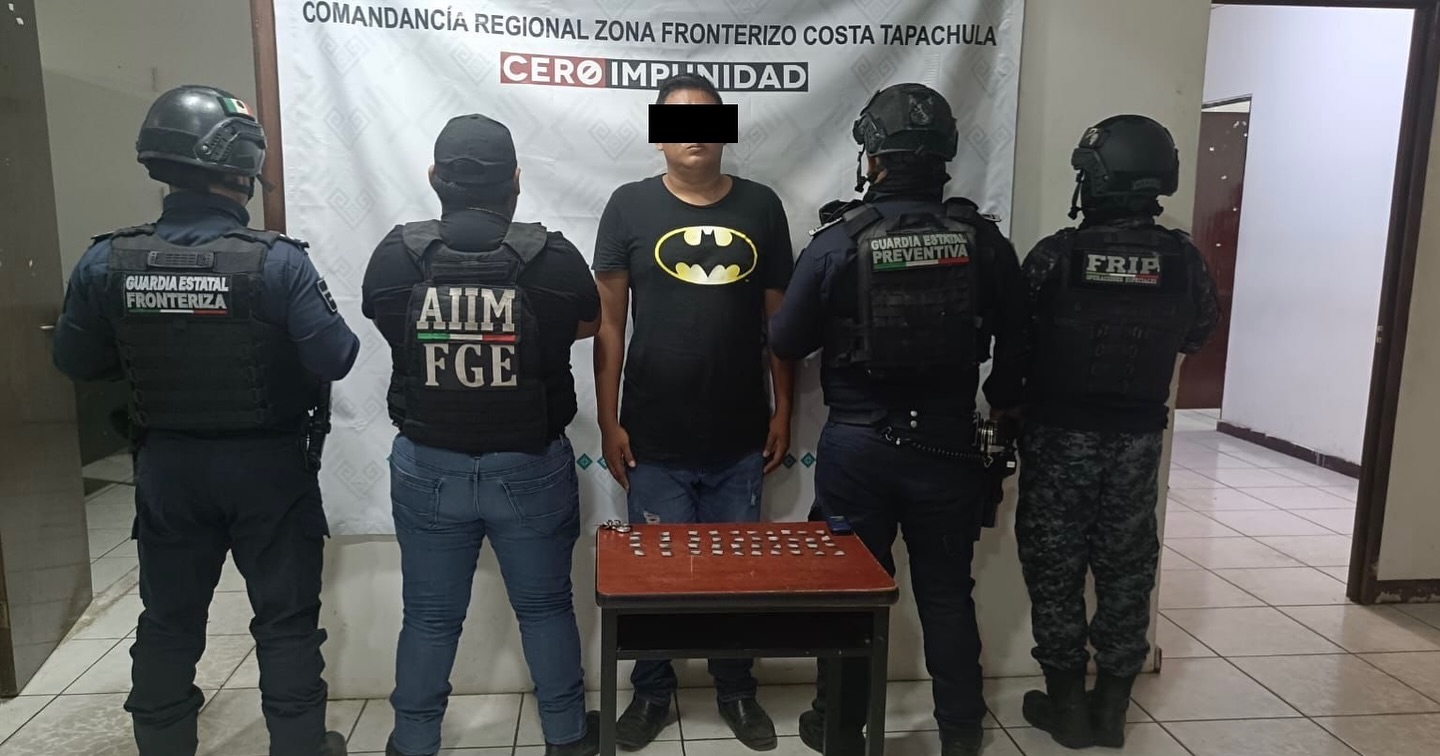 SSP y FGE detienen con presuntos narcóticos a un masculino en Tapachula